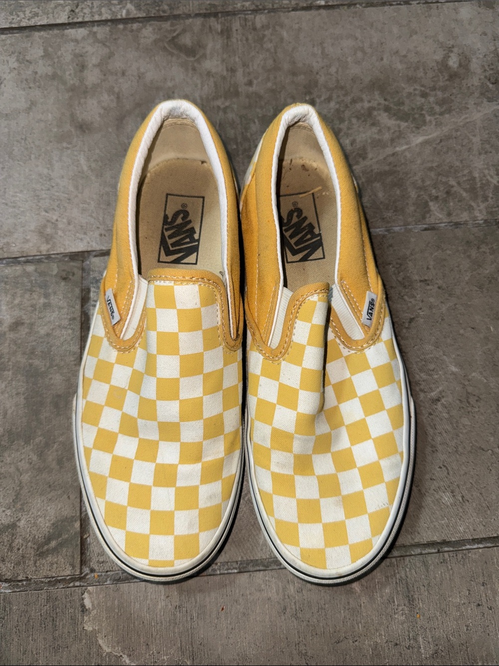 Vans Checkerboard Slip-On Sneakers - Yellow & White